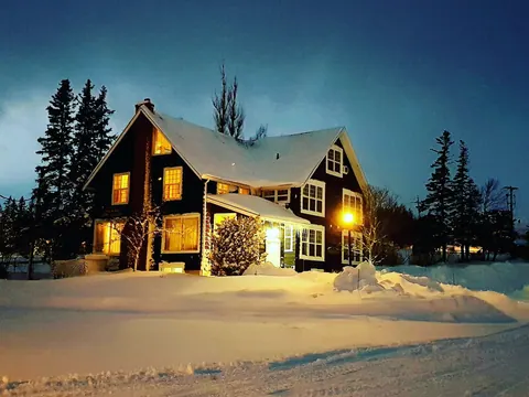 Inverary Resort inn lit up on a winter night