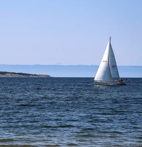 Sailboat on the open Atlantic