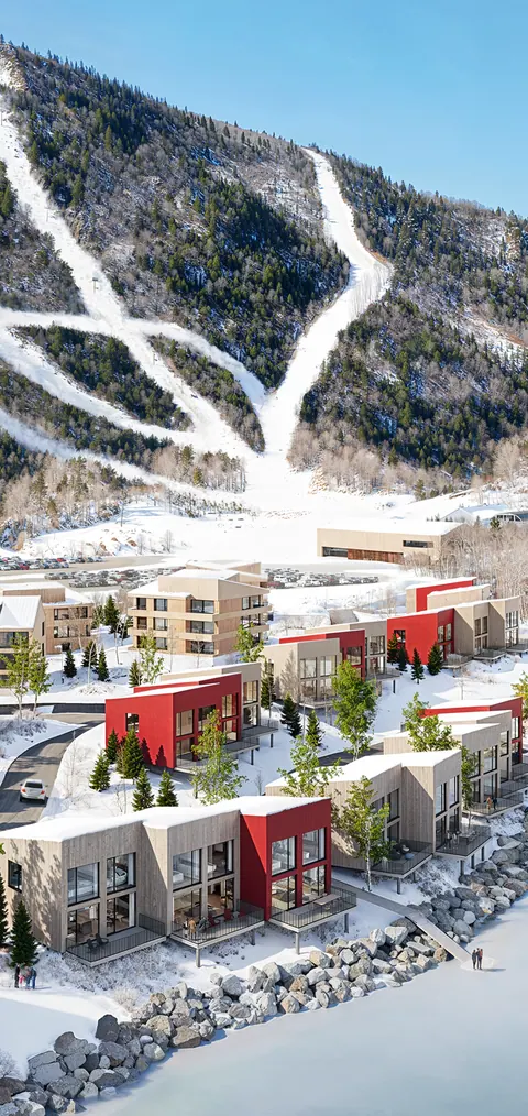Rendering of future slopeside residences below the ski runs of Cape Smokey