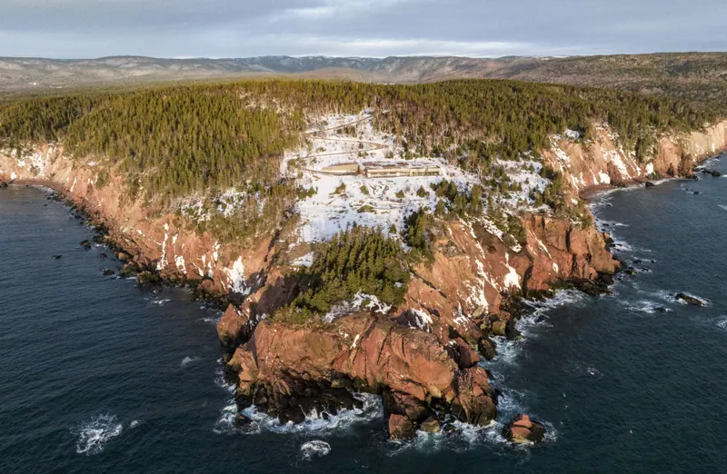 Red Head cliffs and coastline from above